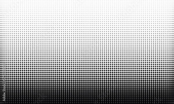 Fototapeta Halftone vector background. Monochrome halftone pattern. Abstract geometric dots background. Pop Art comic gradient black white texture. Design for presentation banner, poster, flyer, business card.