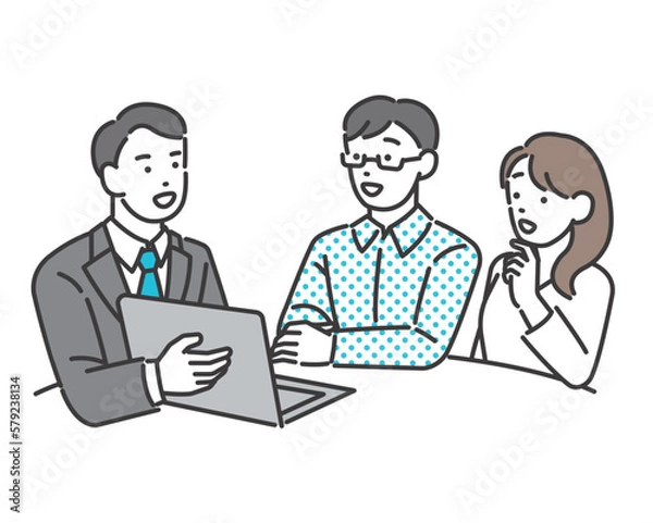 Fototapeta 窓口で相談をする夫婦のベクターイラスト素材／ヒアリング／マイホーム