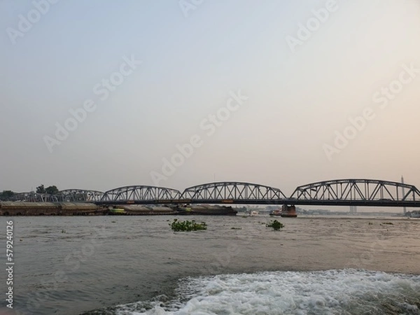 Fototapeta railway bridge over the river