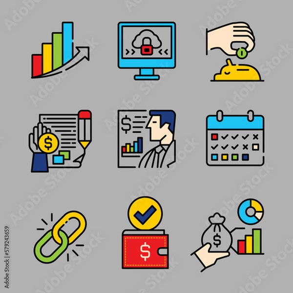 Fototapeta Free vector trading banking business icons set