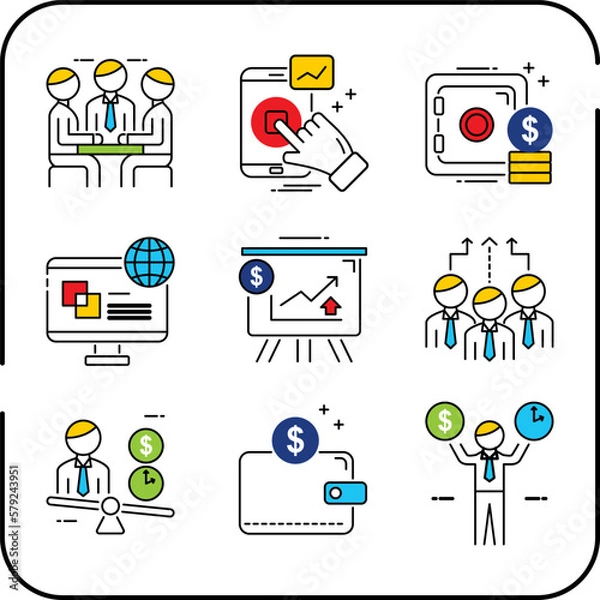 Fototapeta Free vector customer banking business icons set