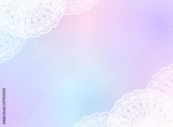 Fototapeta 淡いグラデーションのレースのフレーム背景イラスト