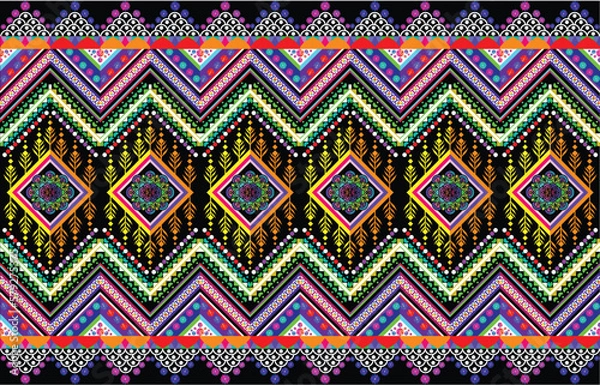 Fototapeta Background geometric ethnic pattern Oriental traditional Design for seamless,carpet,wallpaper,clothing,wrapping,fabric,Vector illustration, mandala.