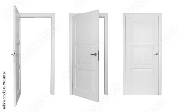 Obraz Set of different elegant white door cut out, without background