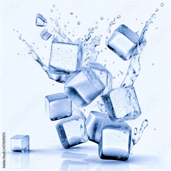 Obraz ice cubes on white background, generative ai