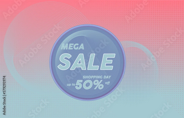 Fototapeta Mega sale- discount promotion concept banner. Colorful abstract background. Vector illustration