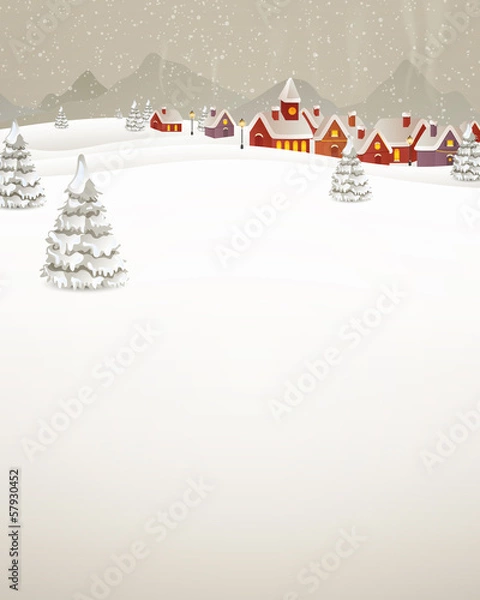 Obraz Vector Christmas Background with Winter Landscape