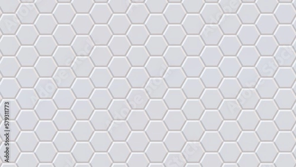 Fototapeta 3D Futuristic hexagonal white background Abstract geometric grid pattern