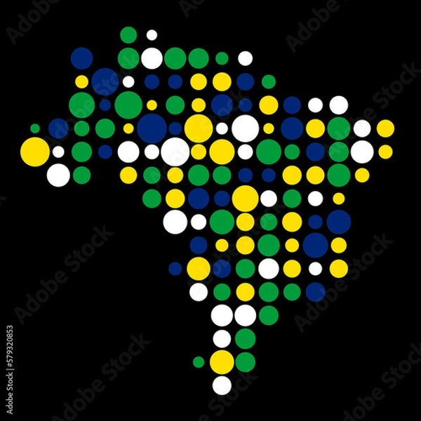 Obraz Brazil Silhouette Pixelated pattern map illustration