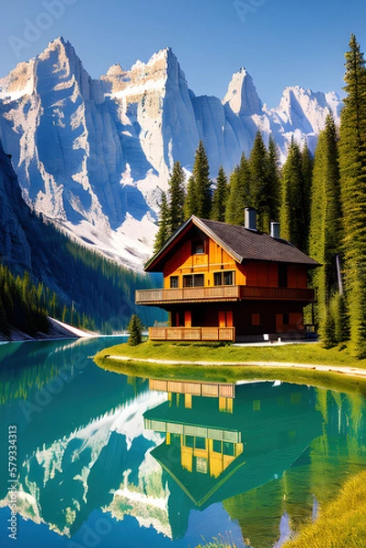 Obraz swiss alpine hut