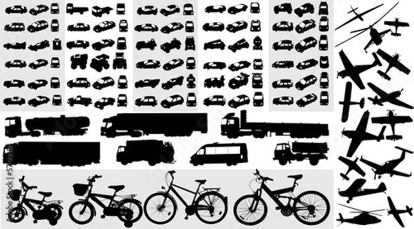 Fototapeta Wektorowe kolekcja sylwetek transportowych