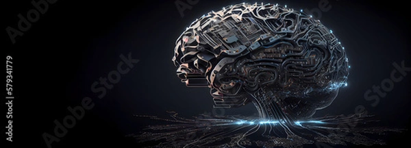 Fototapeta AI technology-powered future  technology Brain concept, Generative AI