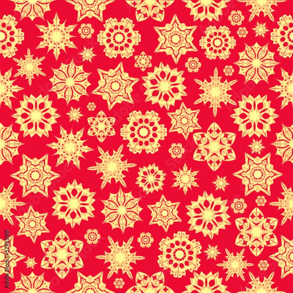 Obraz Christmas background.seamless pattern of golden snowflakes on a