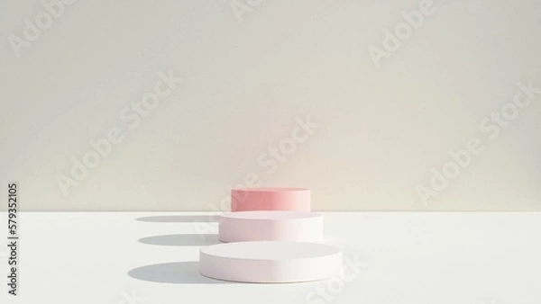 Fototapeta Podium Background 3D ,There is an area for displaying products ,promote products, Product presentation,3D rendering,show cosmetic product display,help the product stand out,3D Mock up,Minimal style,