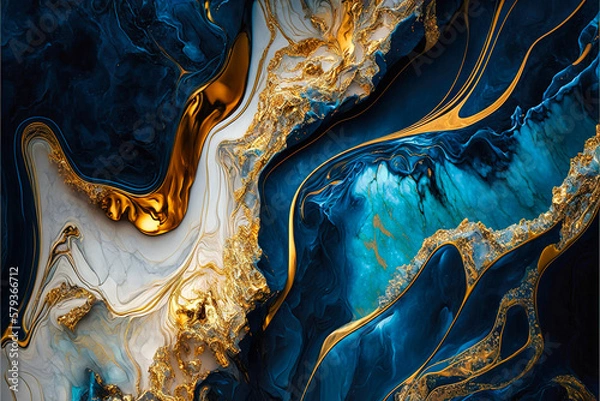 Fototapeta Marble, ink, paint, abstraction. Close-up image. Colorful abstract painting background. Oil paint with a high textured texture. Art to print. Printable artwork Generative AI
