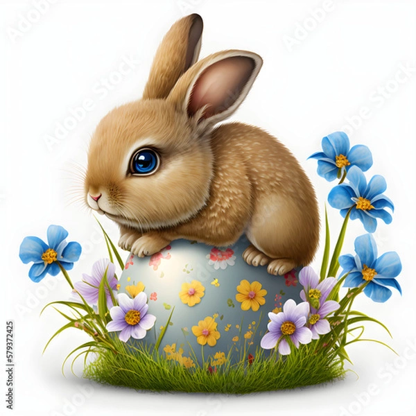 Obraz Easter bunny on top of a easter egg AI generated