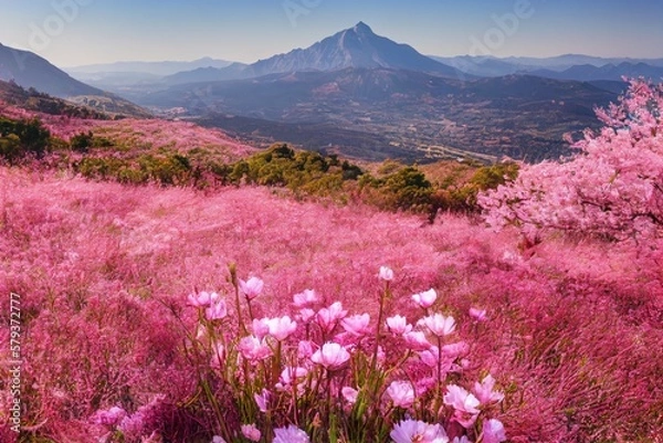 Fototapeta wildflowers in the mountains generative ai