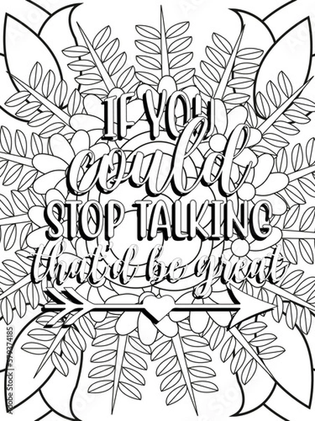 Fototapeta Funny-Quotes Coloring pages. Coloring page for adults and kids. Vector Illustration.