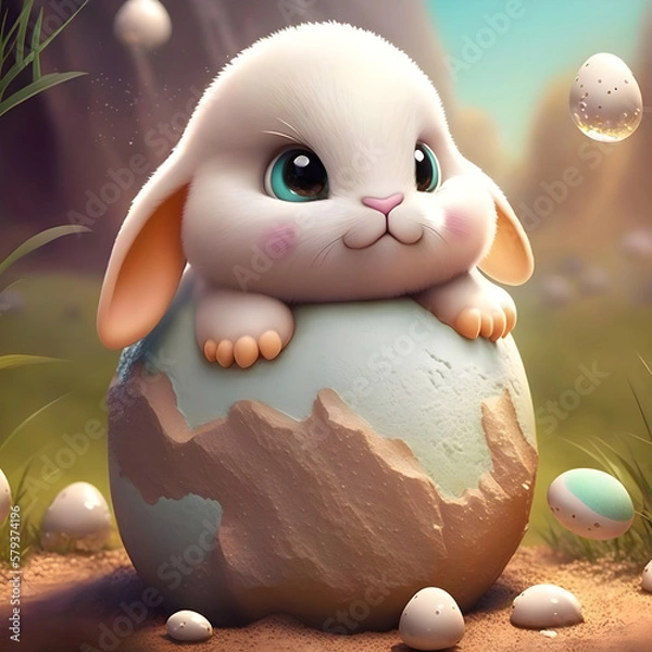 Fototapeta Easter bunny in a easter egg AI generated