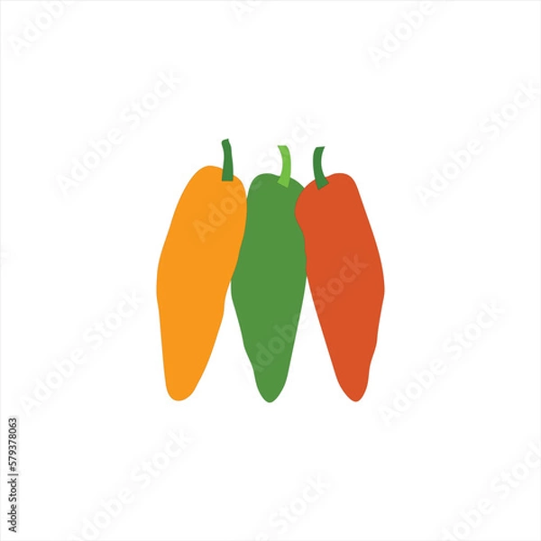 Fototapeta The three colored capsicums vector art work.