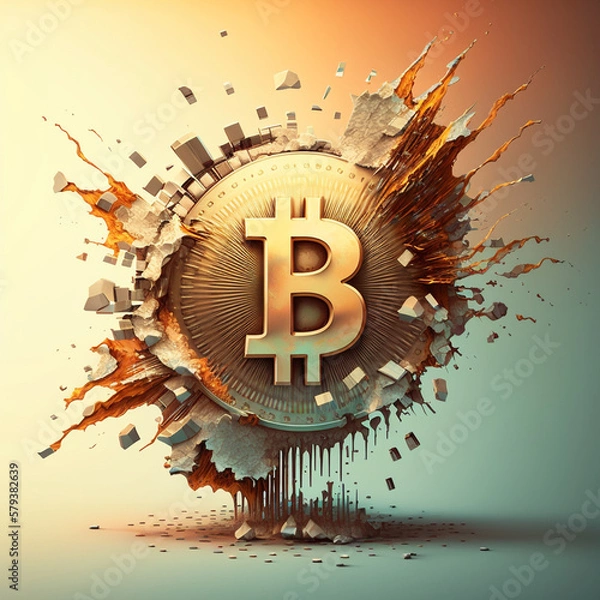 Fototapeta Concept of bitcoin crypto crash, generative AI