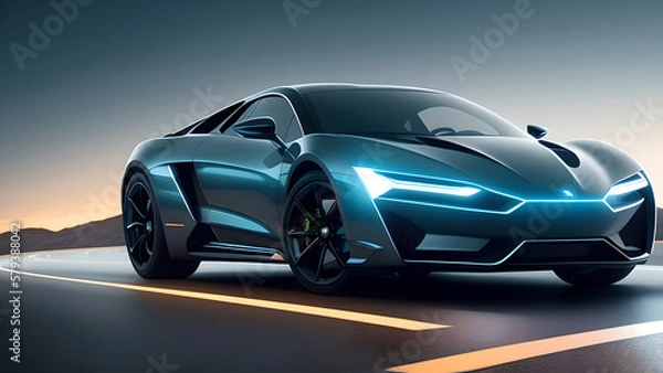 Fototapeta Image of a modern car, generative AI