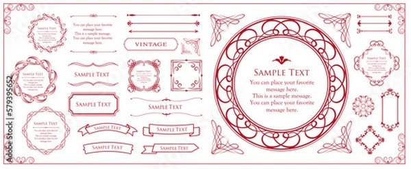 Obraz 高級感のあるカードデザイン。アンティークな装飾デザイン。エレガントな縁の模様。