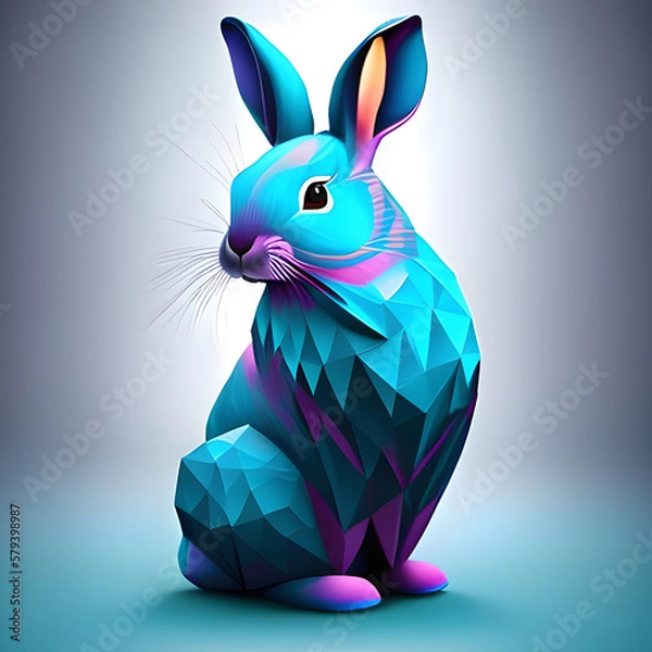 Obraz Blue purple geometric abstract easter bunny. Generative AI