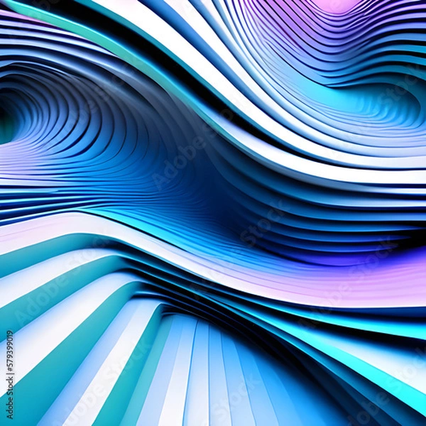 Obraz Blue abstract wavy background. Generative AI