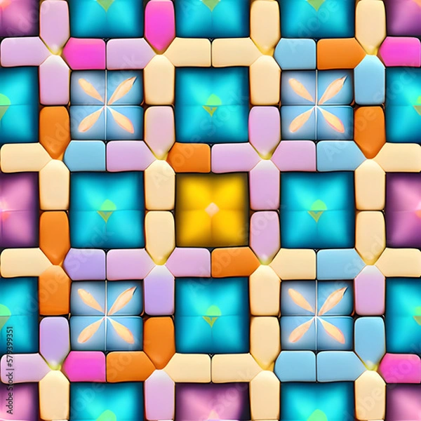 Obraz abstract square multicolored pattern of pastel colors geometric colorful background. Generative AI