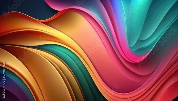 Fototapeta 3D Abstract colorful wave Background, AI generated