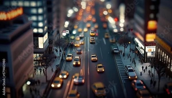 Fototapeta New York city aerial skyline  tilt shift generative ai