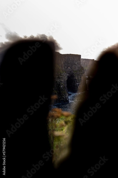 Obraz Stone Cliffs in Ireland on a cloudy day with a beautiful sunset by the ocean in spring