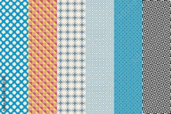 Fototapeta Great seamless set of background. Can be used for wallpaper, fabric, web page background, surface textures. Abstract background. Vector images.