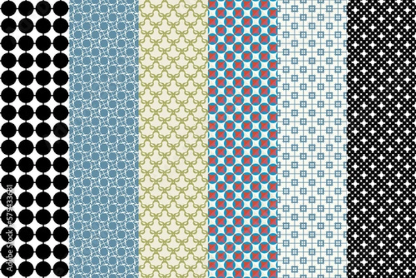 Fototapeta Seamless set of pattern. Ornamental wallpaper. Modern design, digital paper. Vector abstract artwork.
