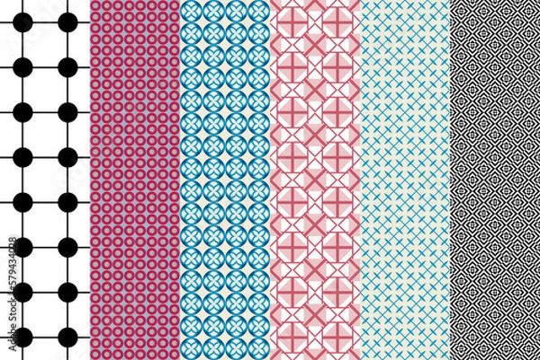 Fototapeta Seamless set of pattern. Ornamental wallpaper. Modern design, digital paper. Vector abstract artwork.	