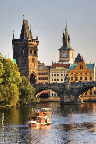 Obraz Most Karola i architektura starego miasta w Pradze, Czechy