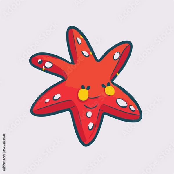 Obraz Red starfish with yellow dots vector