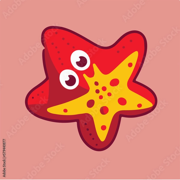 Fototapeta Red starfish with yellow dots vector