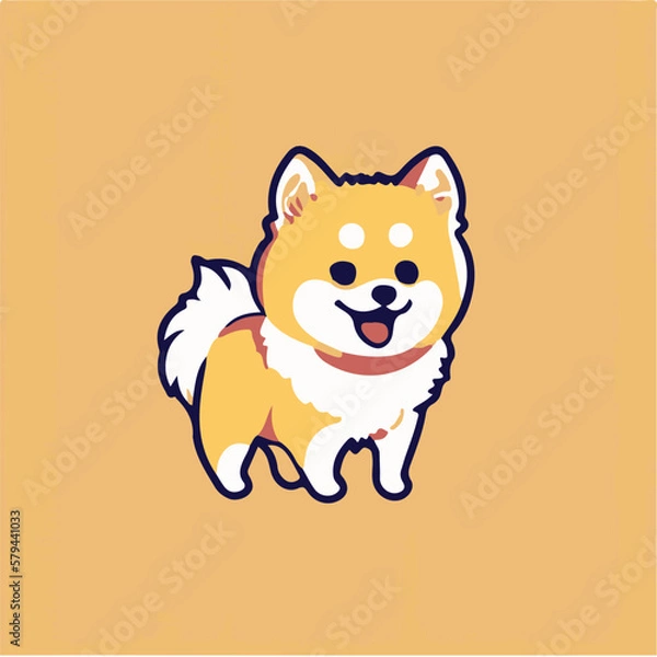 Obraz Spitz dog cartoon vector sticker design vector 