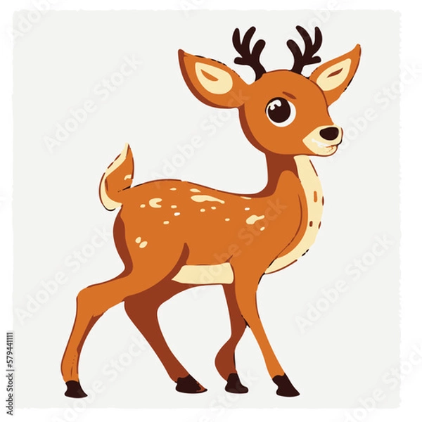 Obraz Vector cute deer cartoon on solid background