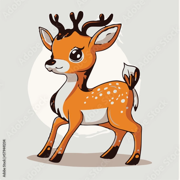 Obraz Vector cute deer cartoon on solid background