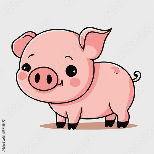Obraz Vector cute pig cartoon