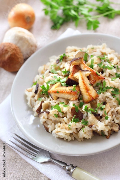 Fototapeta Risotto with mushrooms