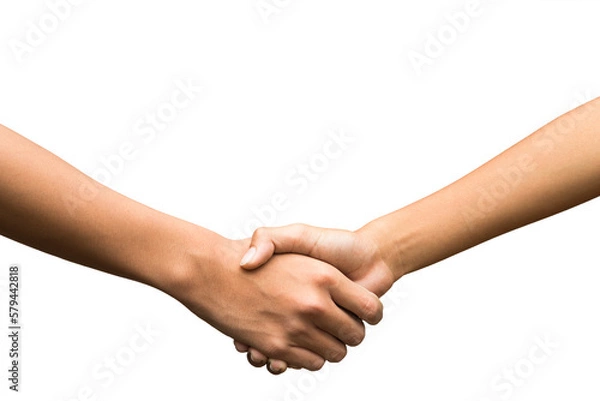 Fototapeta Shaking hands  isolated on white.