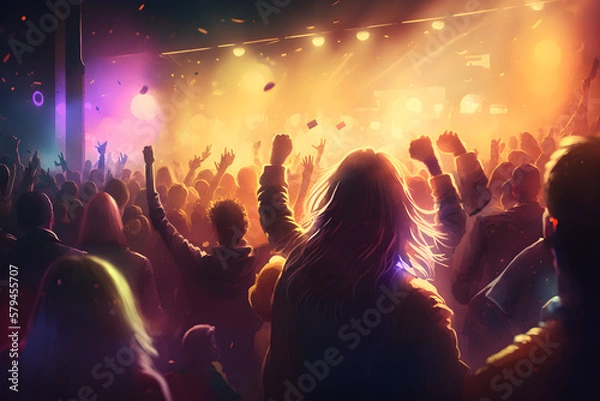 Fototapeta dancing people in a club, abstract illustration, generative ai 