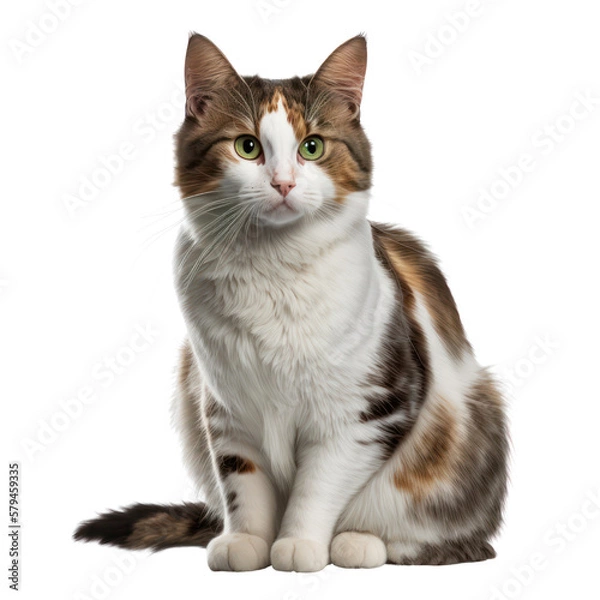 Obraz Cat isolated on white, transparent background, PNG, generative ai
