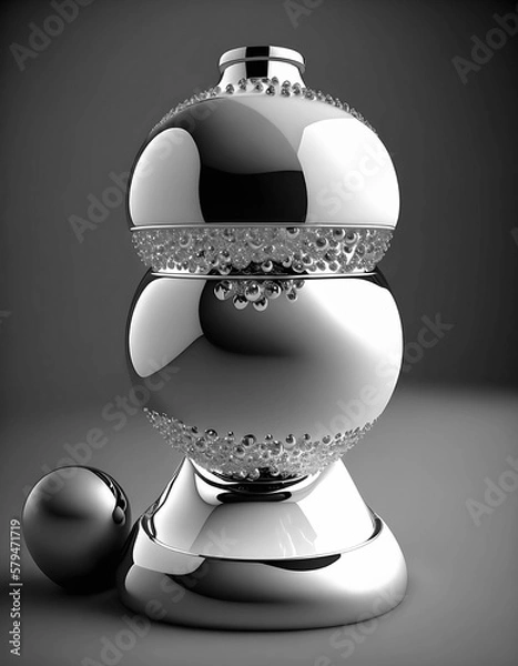 Obraz 3D silver balls. Generative AI