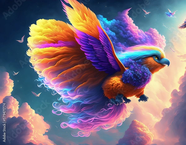 Fototapeta Bird flying in the sky. Generative AI