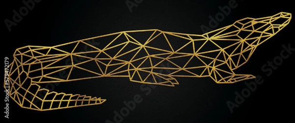 Obraz Polygonal geometric crocodile with golden effect